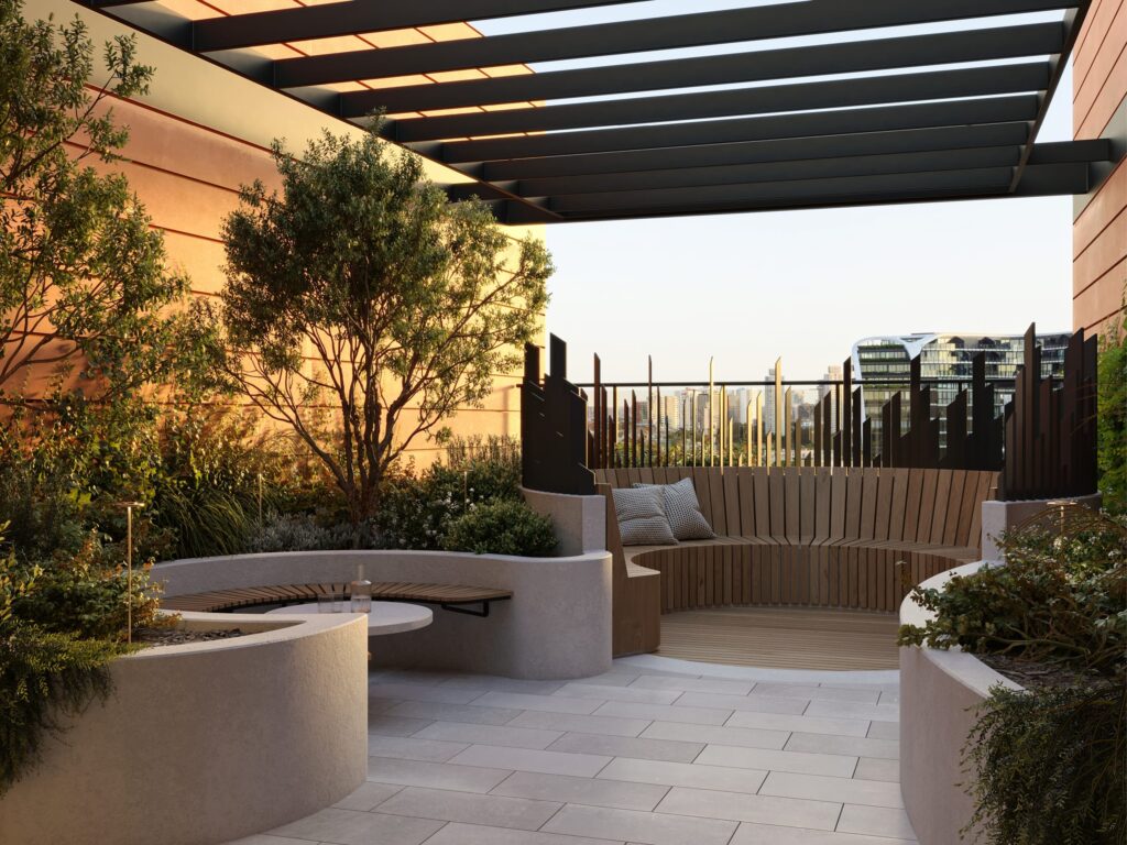 The rooftop terrace offers residents the chance to relax and unwind.